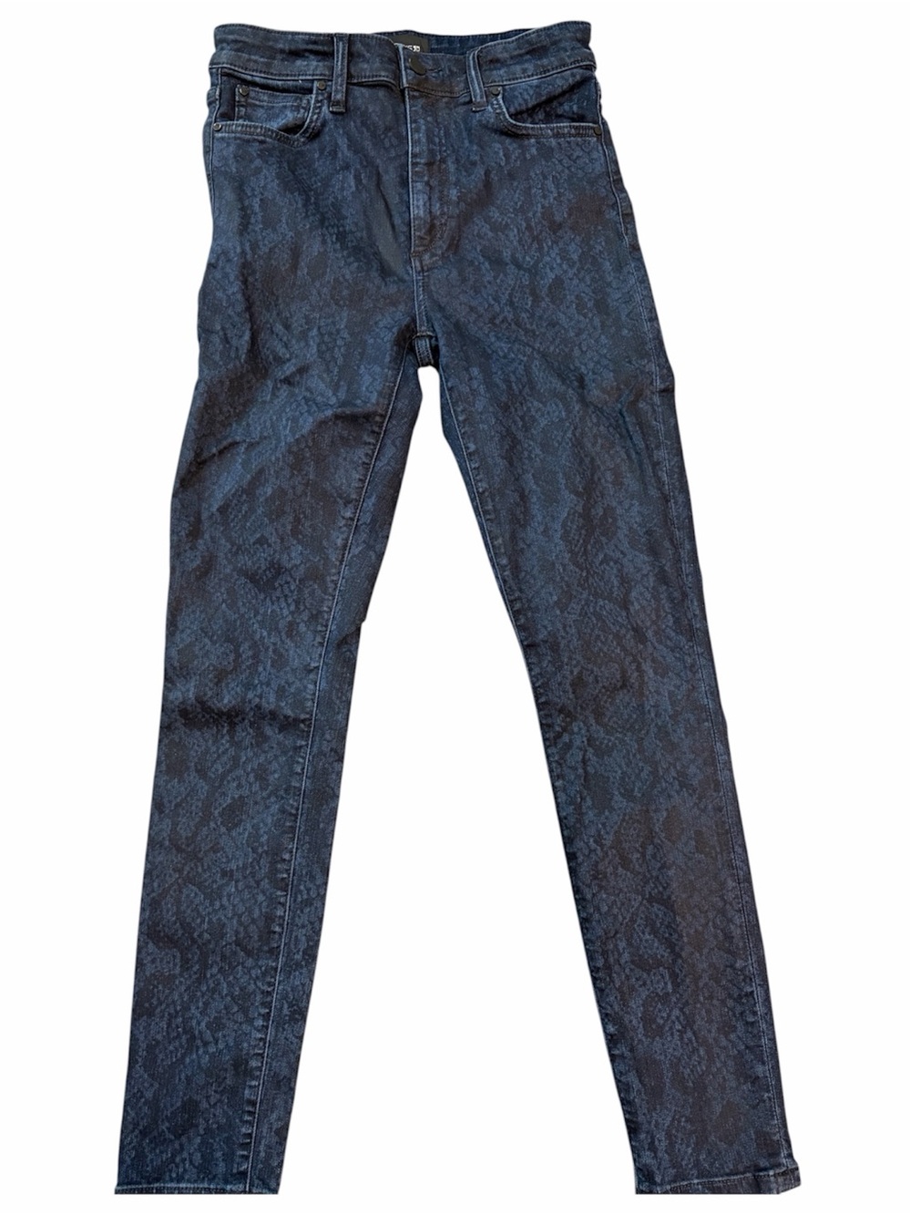 Women’s Dark Blue Snake-Print Coated Skinny Jeans